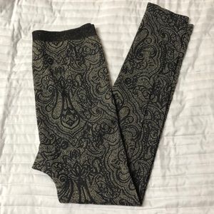 Metallic Gold and Black Leggings NWOT